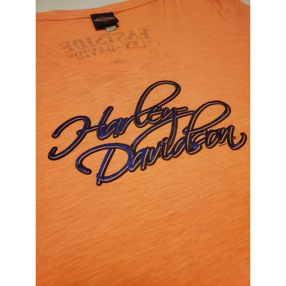 Harley Davidson Womens V Neck Burnout T Shirt XXL Neon Orange - Picture 2 of 7